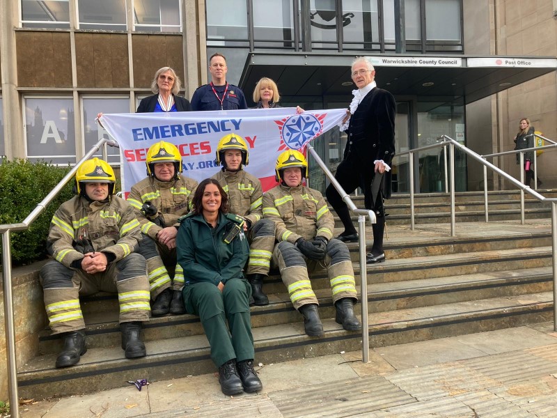 WCC and WFRS staff mark 999 Day at Shire Hall, October 2022.