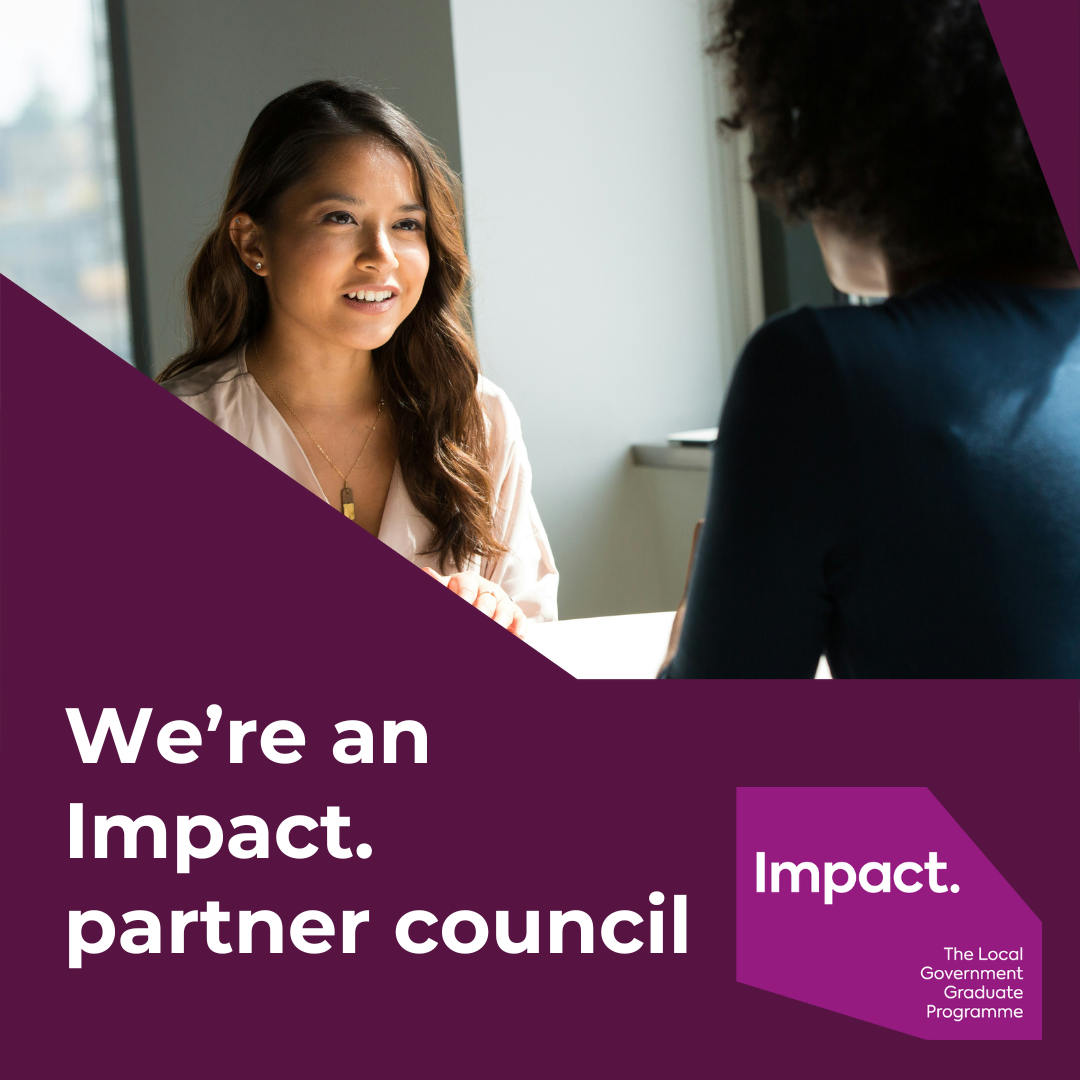 Purple Impact logo with the text: 'We're an Impact partner council'