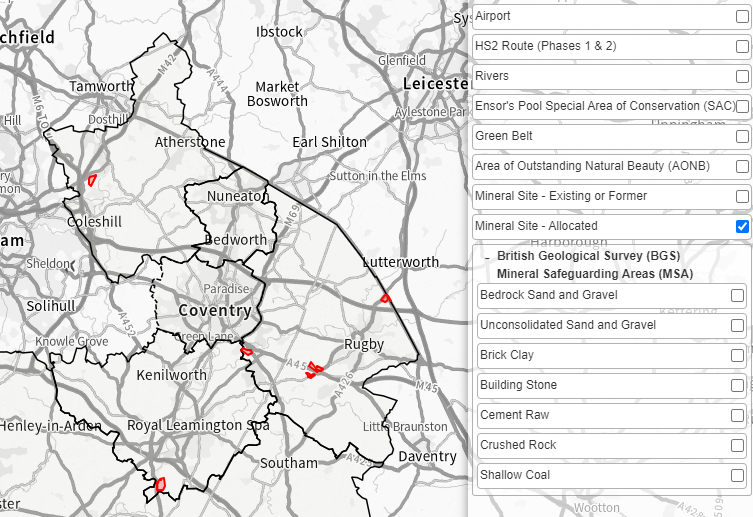 Example image of the Local Minerals Plan to assist with instructions detailed