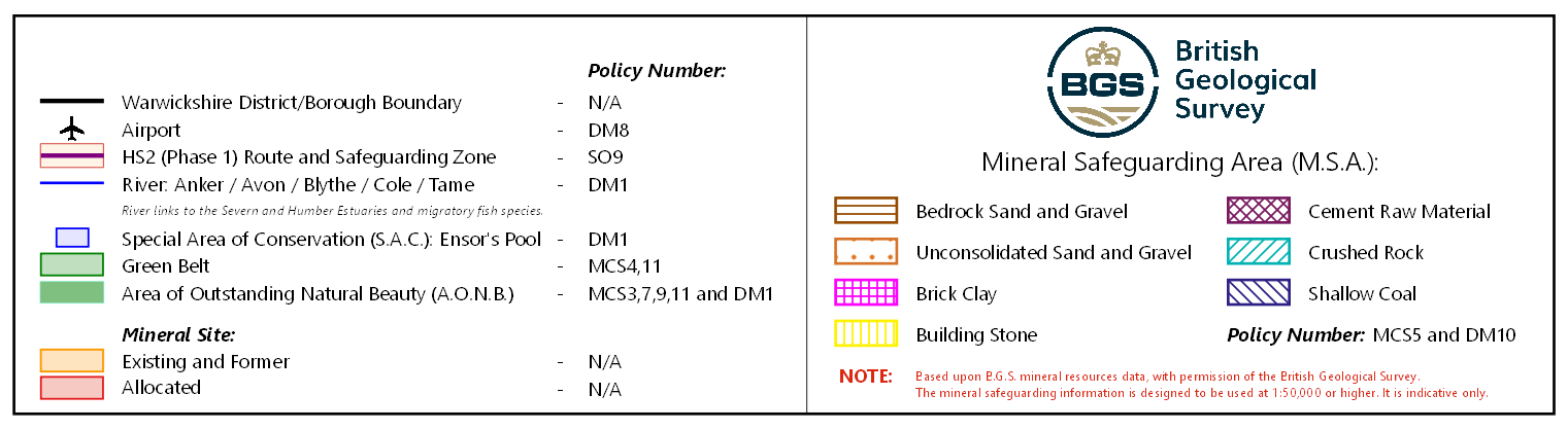 Policies legend showing what the various colours and markings denote