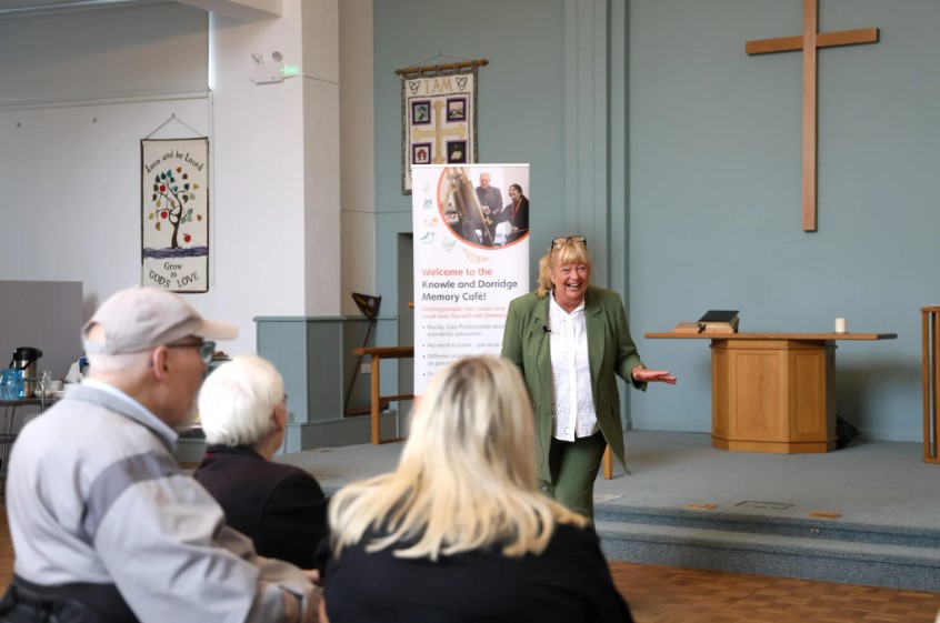 Speaker at a memory cafe