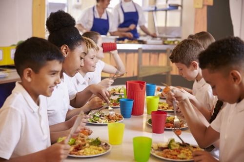 Children enjoying school lunch