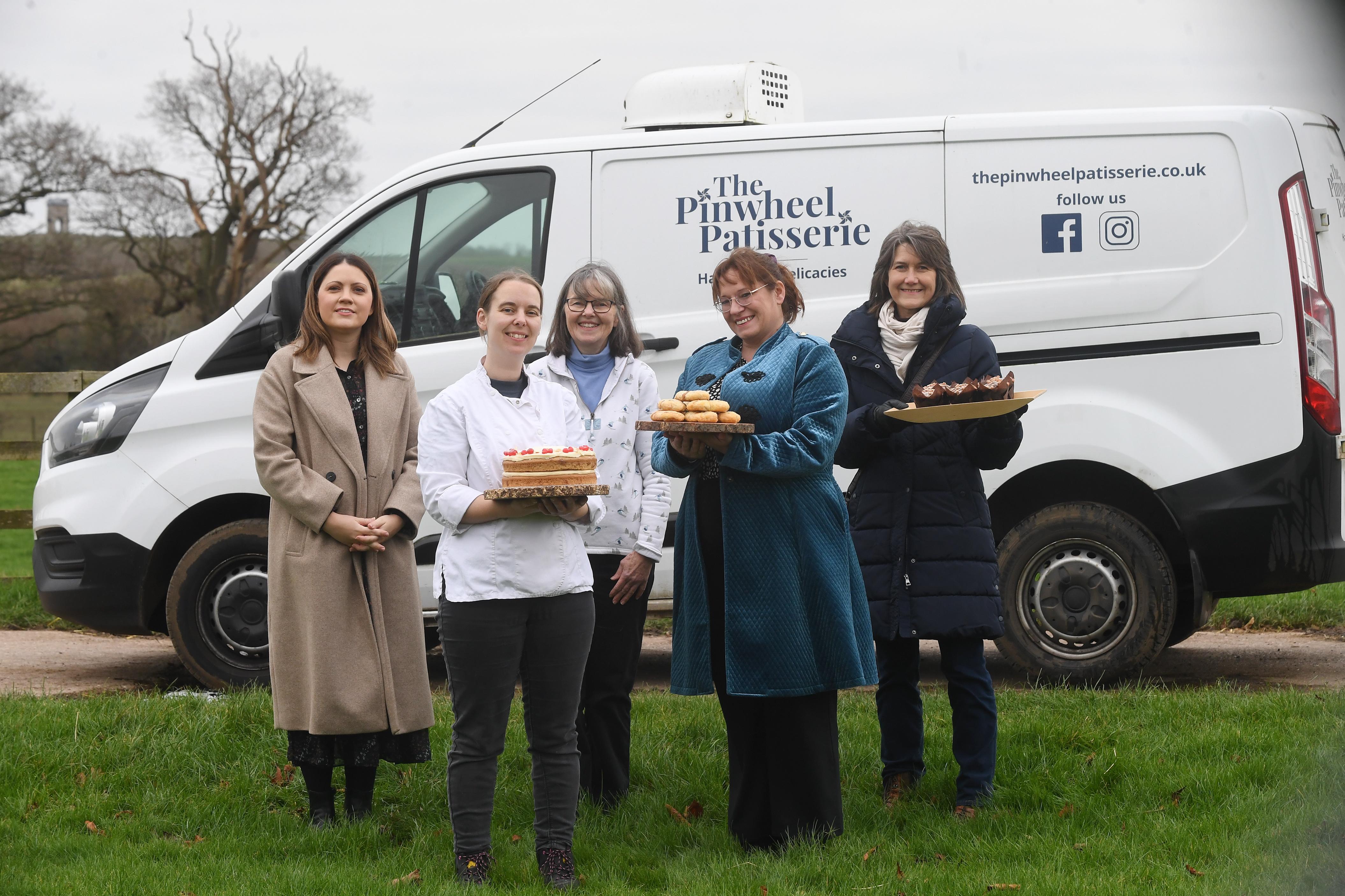 Photographed from left to right: Rebecca Corr (Warwickshire County Council), Kiera Roe and Trixie Roe (The Pinwheel Patisserie), Saffron Medway (Coventry and Warwickshire Chamber of Commerce) and Anne Solomon (Stratford on Avon District Council).