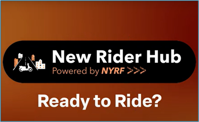 New Rider Hub logo for Ready to Ride - orange background and white text - Ready to Ride?