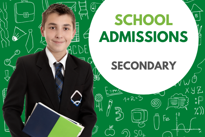 School admissions secondary - pupil holding book