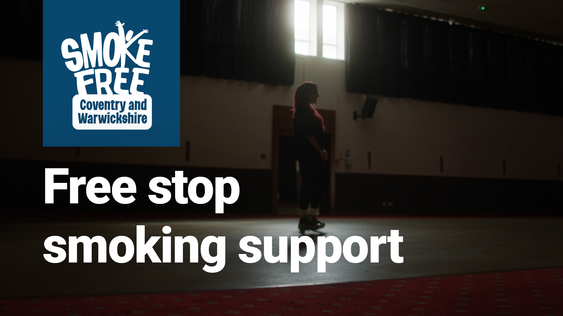 An image of a silhouette of a former smoker overlayed with the text Free Stop Smoking Support