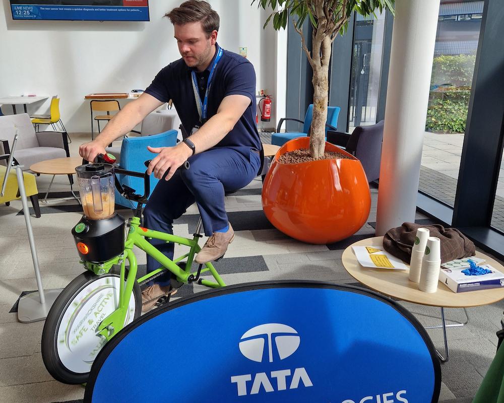 The smoothie bike in use at Tata Technologies