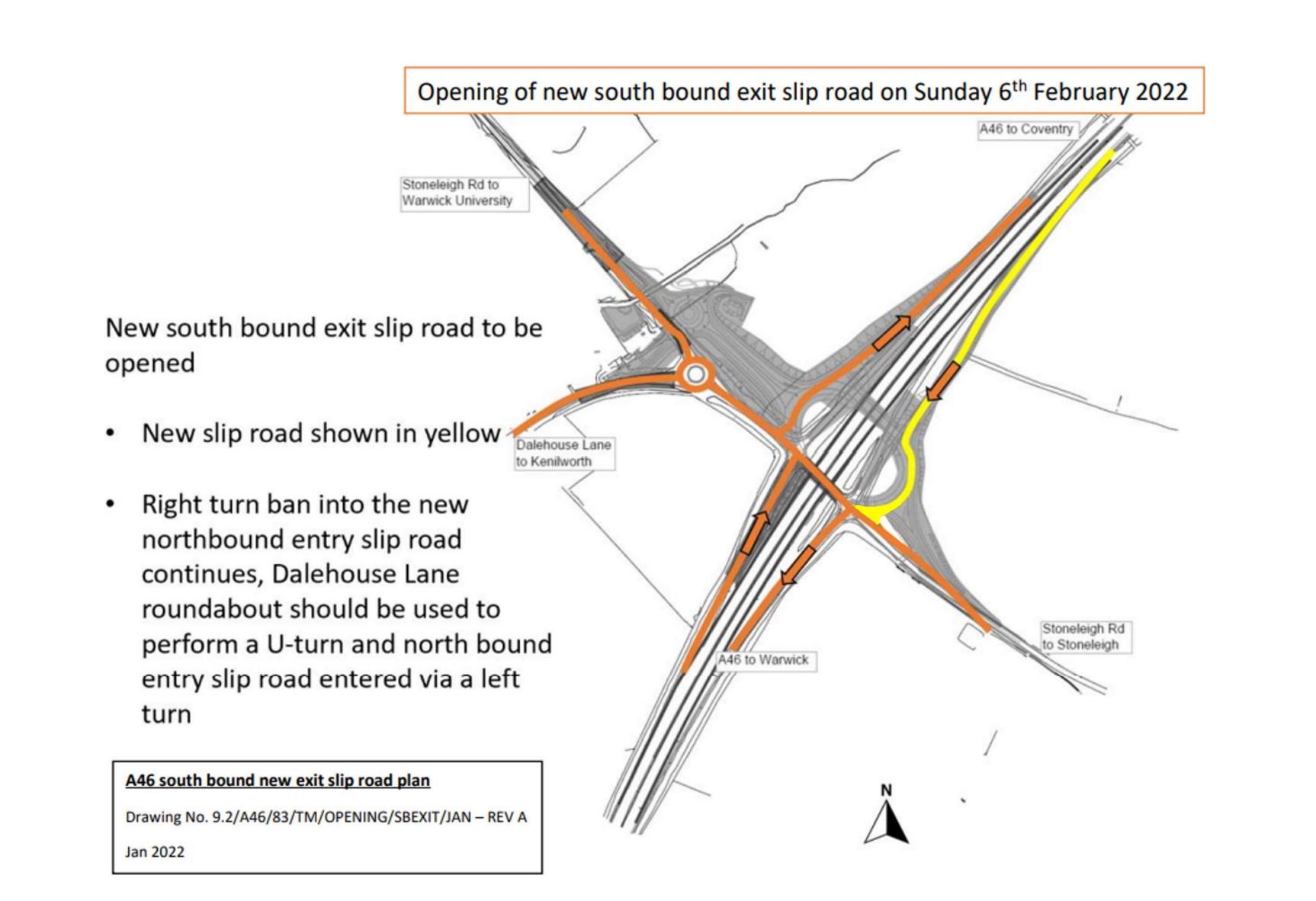 A46 Stoneleigh Junction Overnight Closures 31 January to 6