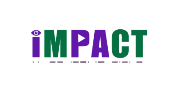 Impact logo - purple and green text