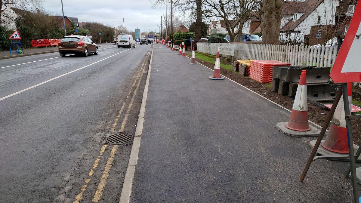 Footway widening works Buckingham Way to The Avenue have been commenced on the inbound side of Birmingham Road