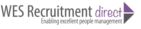 Text logo for WES Recruitment direct - Enabling excellent people management