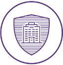 Clipart of building within a shield icon