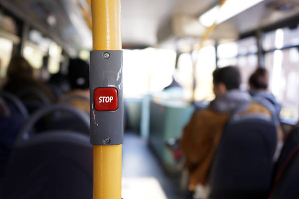 Stop button on a bus