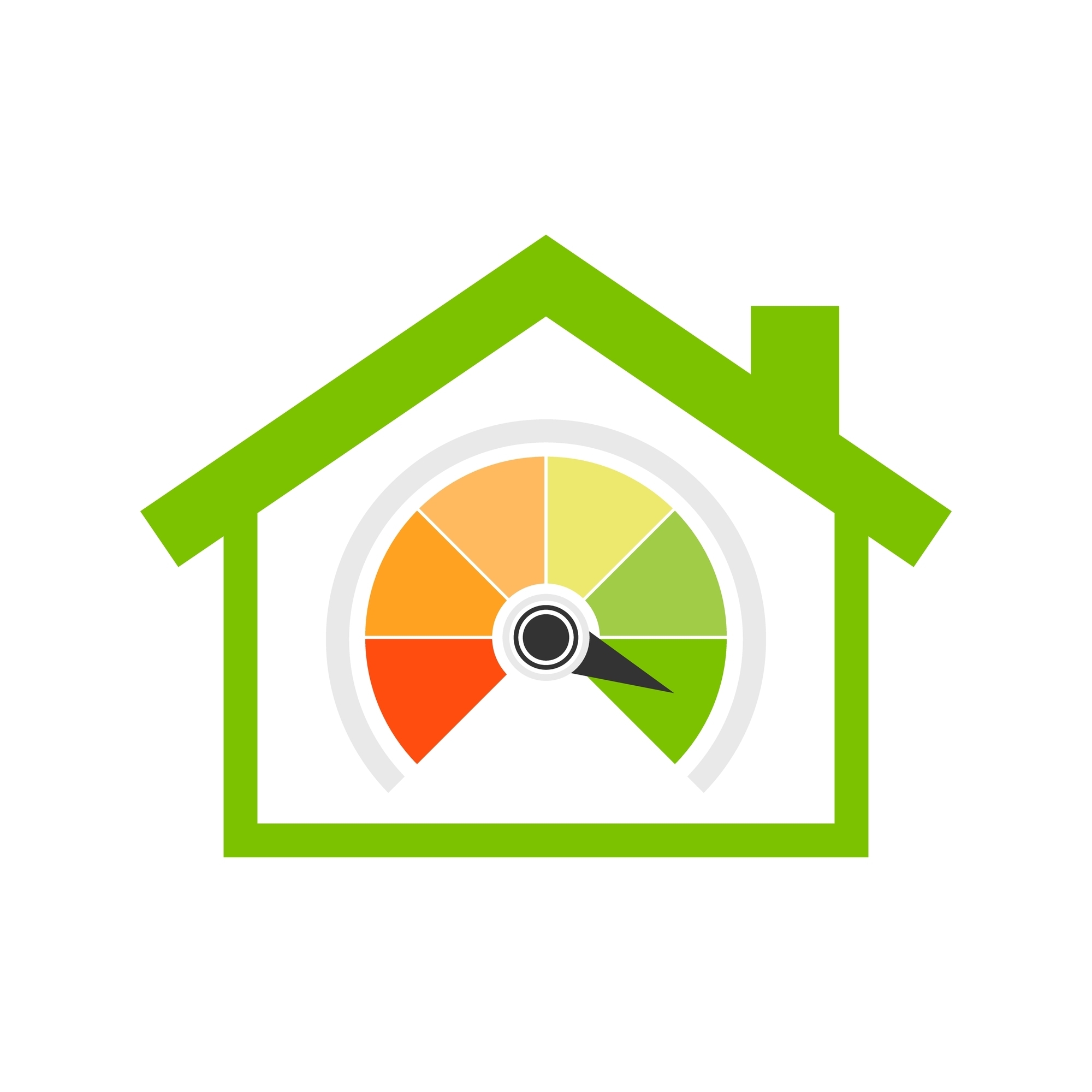 Cartoon house with a temperature gauge on the front.