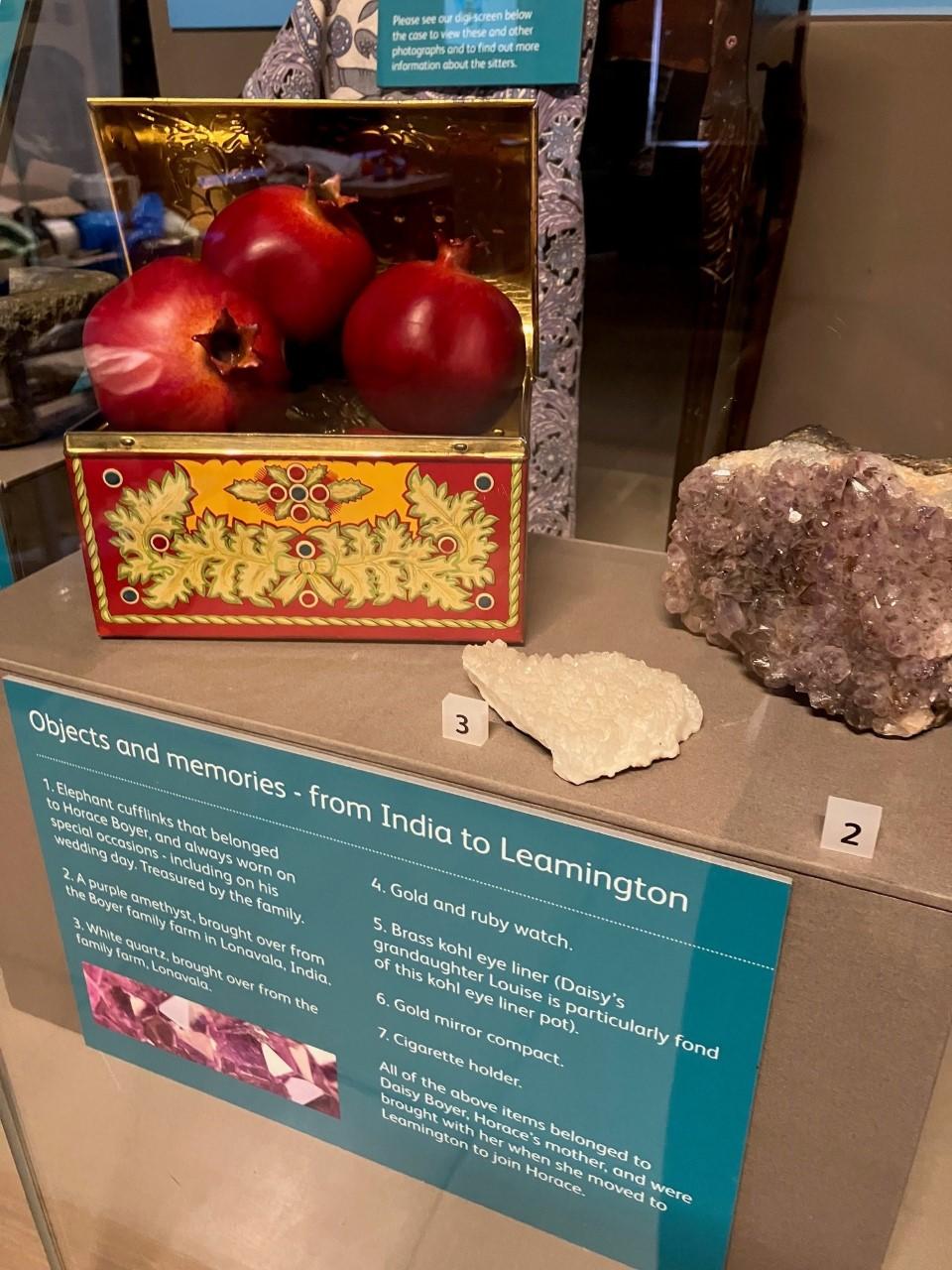 A photograph of a display case at the exhibition